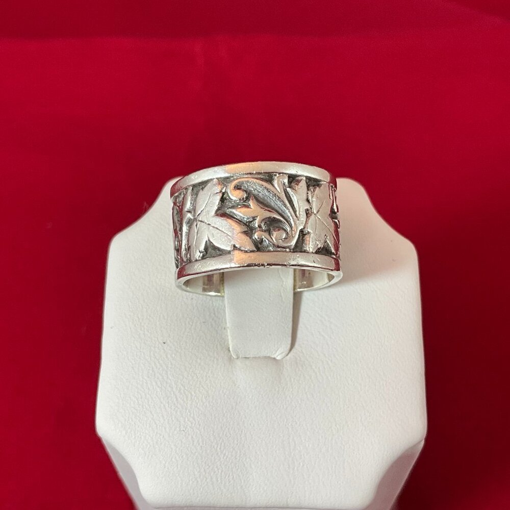 Ed Levin Sterling Silver Ivy Wide Band Ring 6.5 Vintage